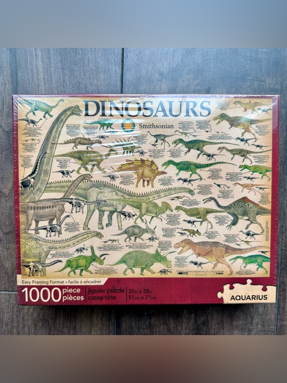 Aquarius Smithsonian Dinosaurs 1000-Piece Jigsaw Puzzle – New & Sealed – 20"x28"